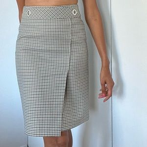 Chequered midi pencil skirt